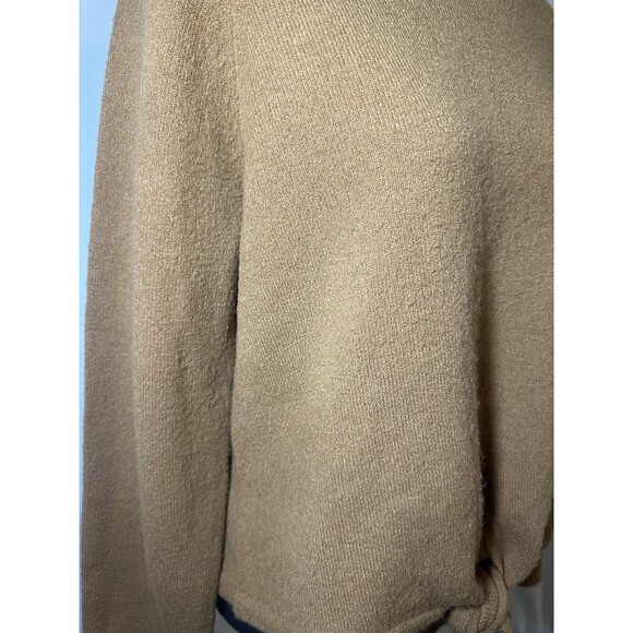 Show Me Your Mumu Shelby Camel Cozy Knit Sweater Front Tie Crop LARGE *PILLING* - Picture 6 of 12